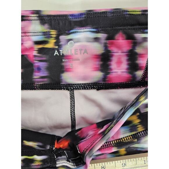 Athleta Freedom Sonar Multicolor S Abstract Leggings Black Pockets Running - Picture 6 of 7